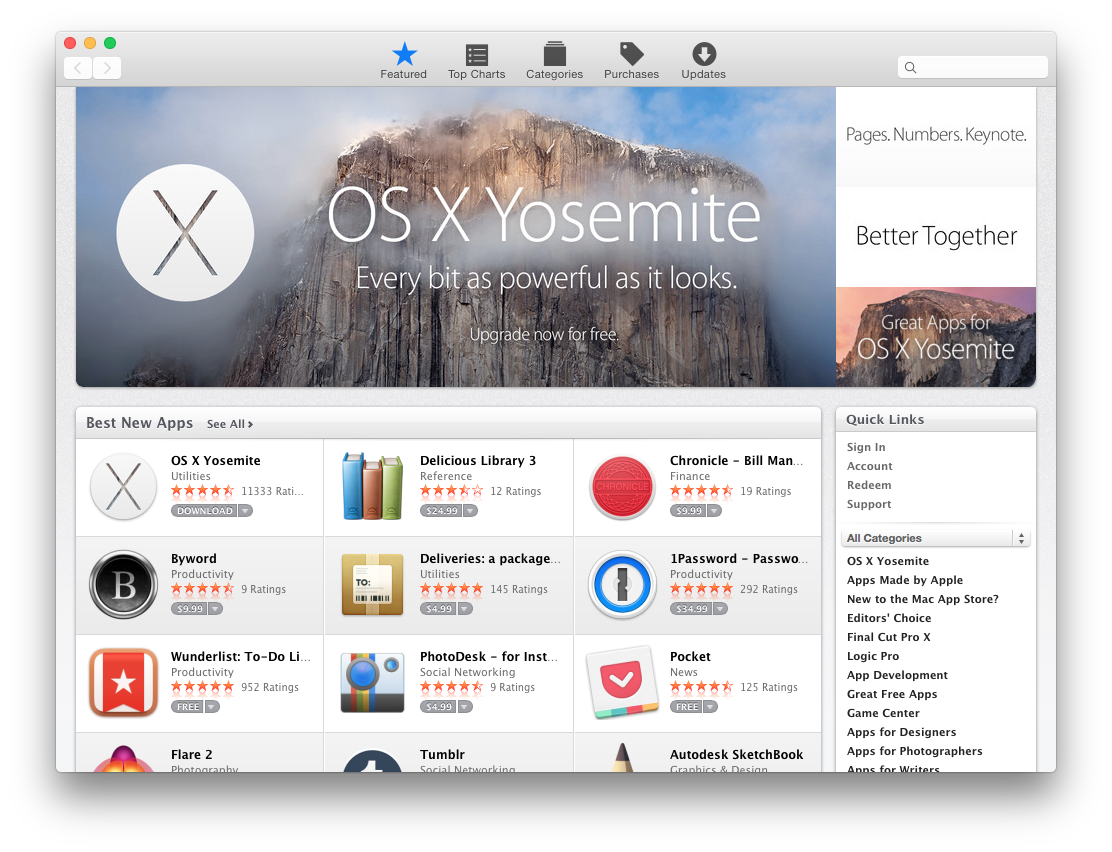 Yosemite download app store